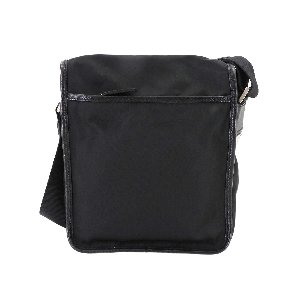 Shoulder Bag Nylon Saffiano Leather Black V167 Purse