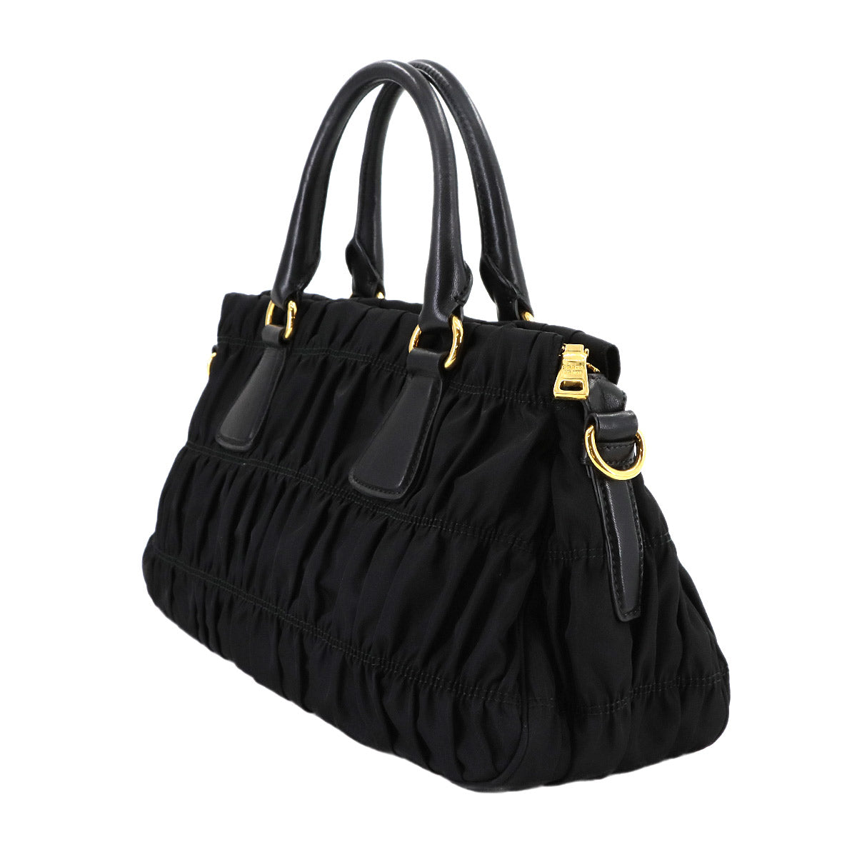 2way Hand Shoulder Bag Nylon Leather Nero Black B1407M
