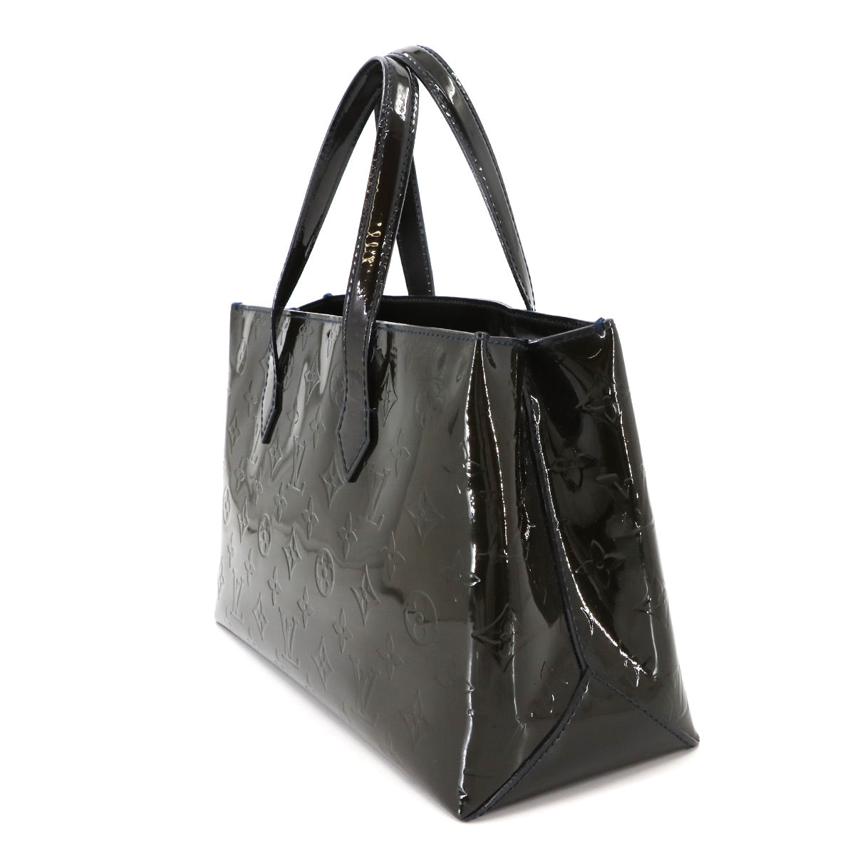 Monogram Vernis Wilshire PM Hand Bag Leather Navy M91451