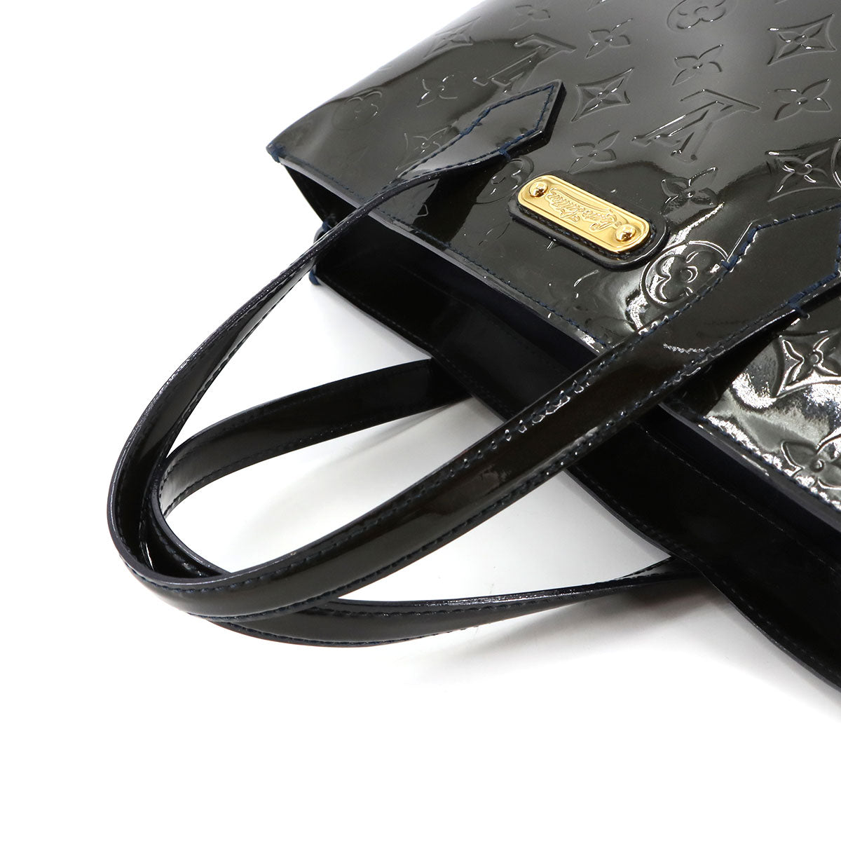 Monogram Vernis Wilshire PM Hand Bag Leather Navy M91451