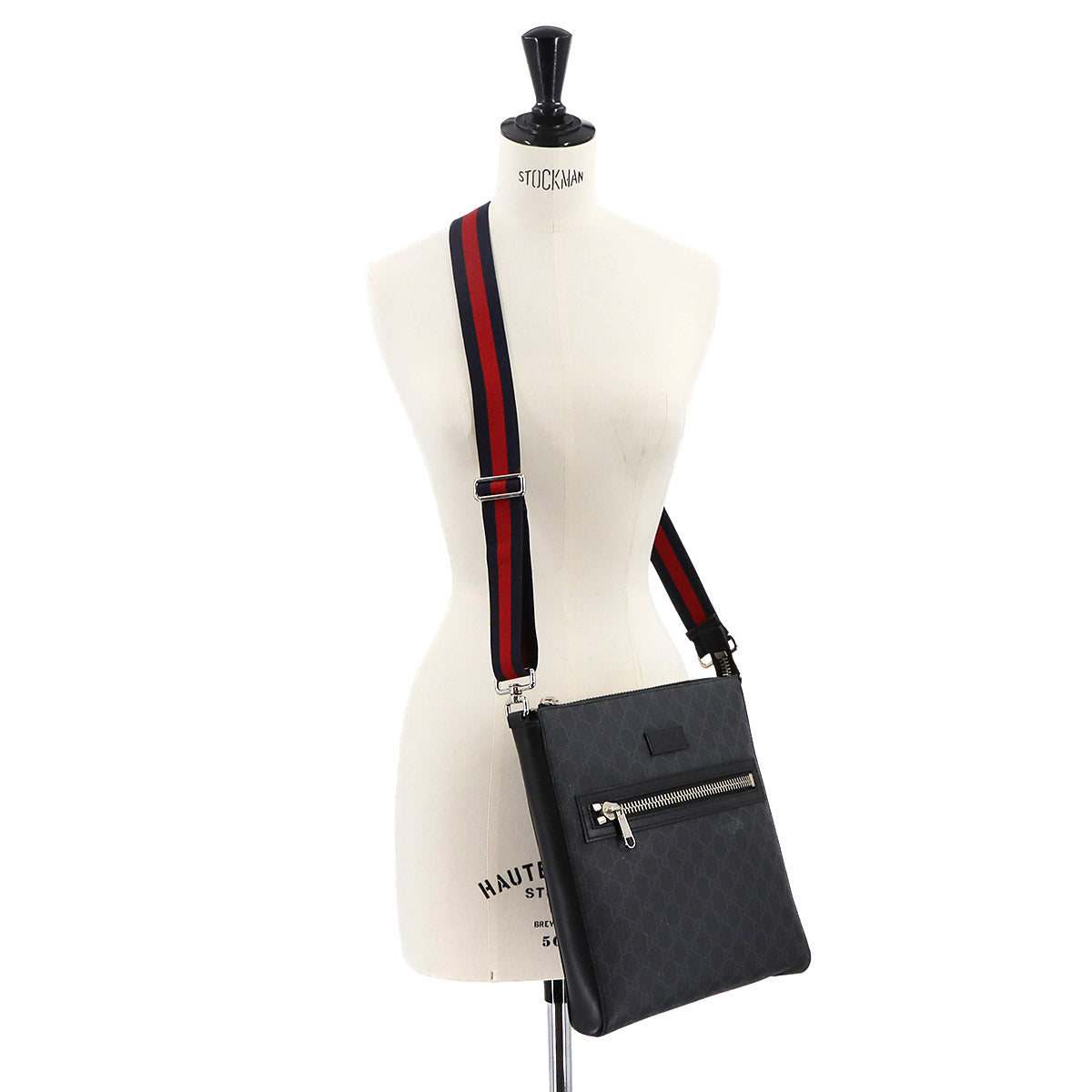 GG Supreme Messenger Shoulder Bag Black 474137 Purse