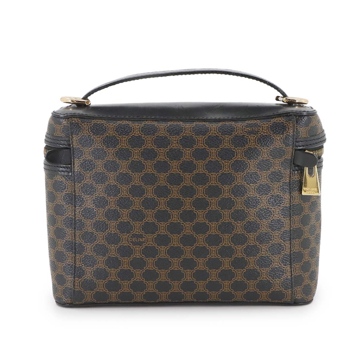 Macadam Vanity Hand Bag Leather PVC Black Brown Purse