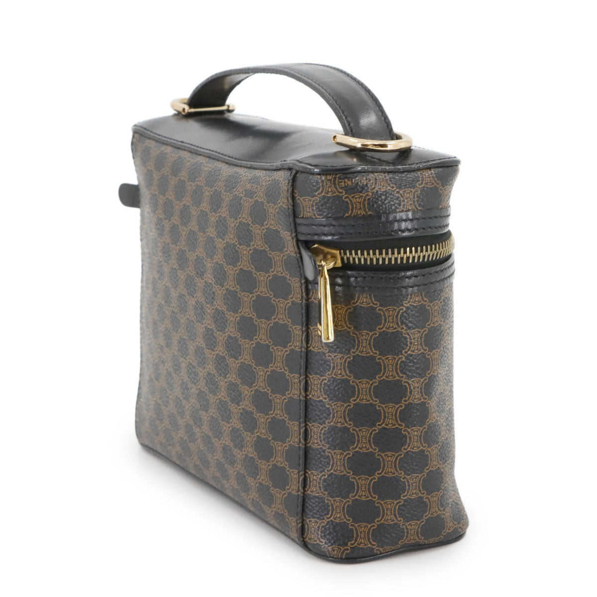 Macadam Vanity Hand Bag Leather PVC Black Brown Purse
