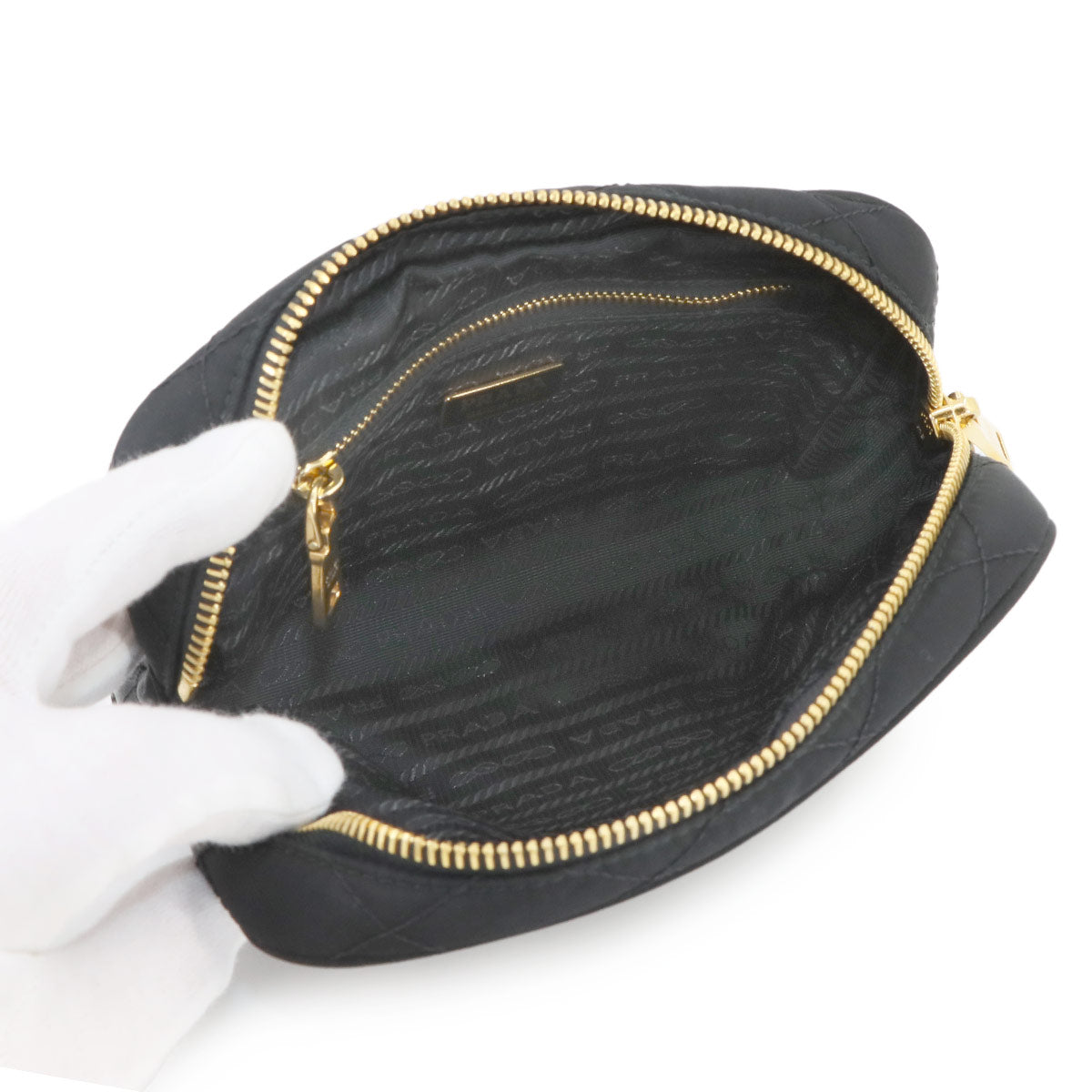 Pouch Nylon Black Purse floral embroidery