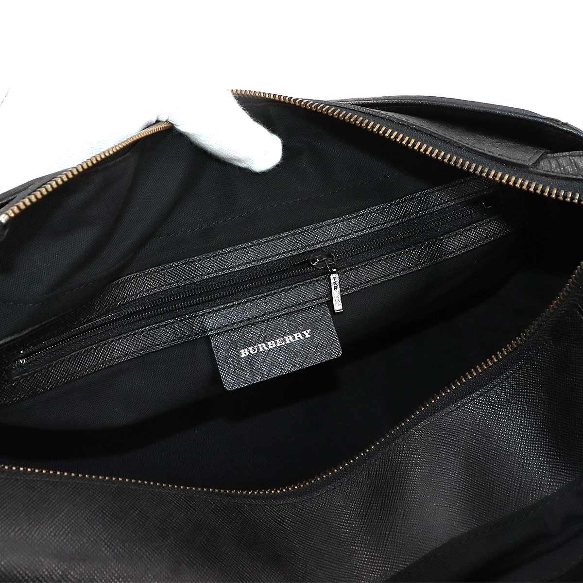 Plaid Hand Bag Canvas Leather Beige Black Purse