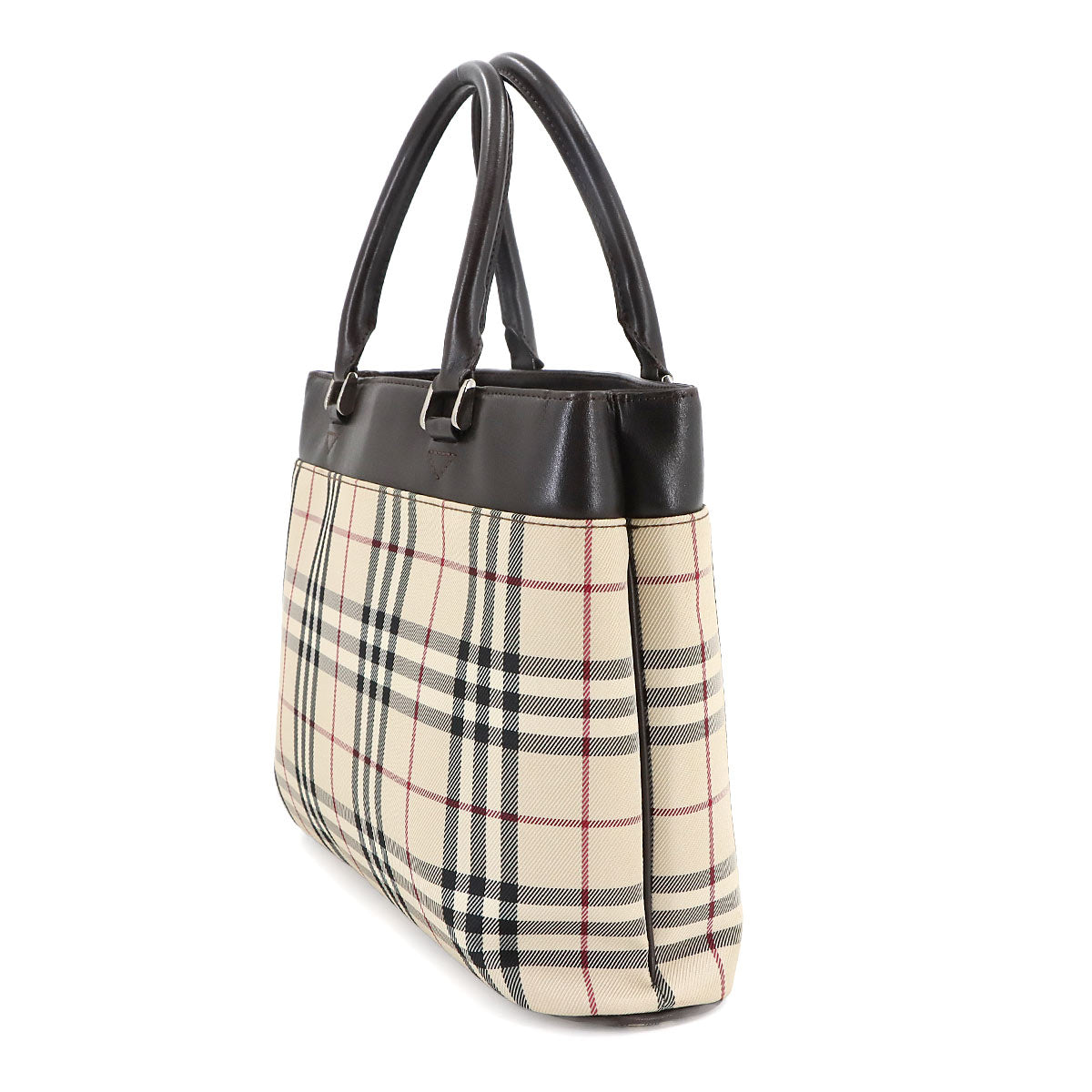 Plaid Hand Bag Canvas Leather Purse