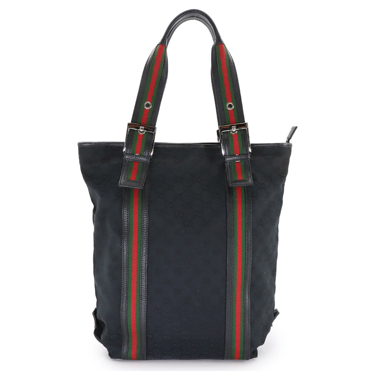 GG Canvas Sherry Line Tote Bag Leather Black 131186 Purse