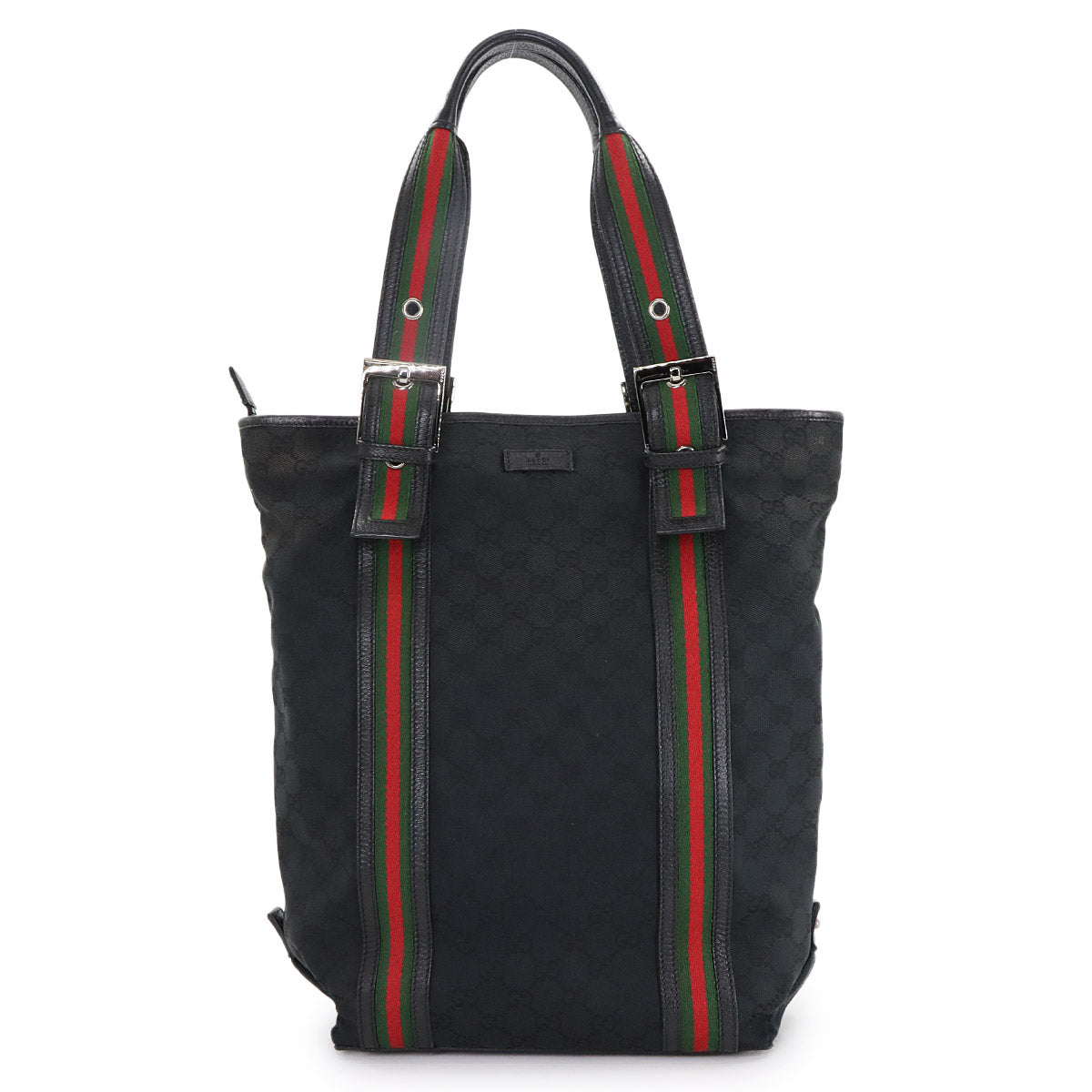 GG Canvas Sherry Line Tote Bag Leather Black 131186 Purse