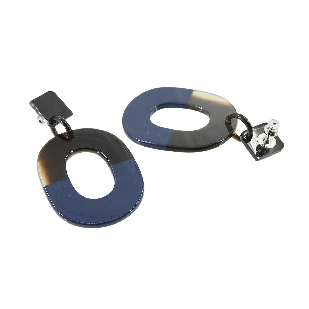 Isthme Ism Earrings Buffalo Horn Brown Navy