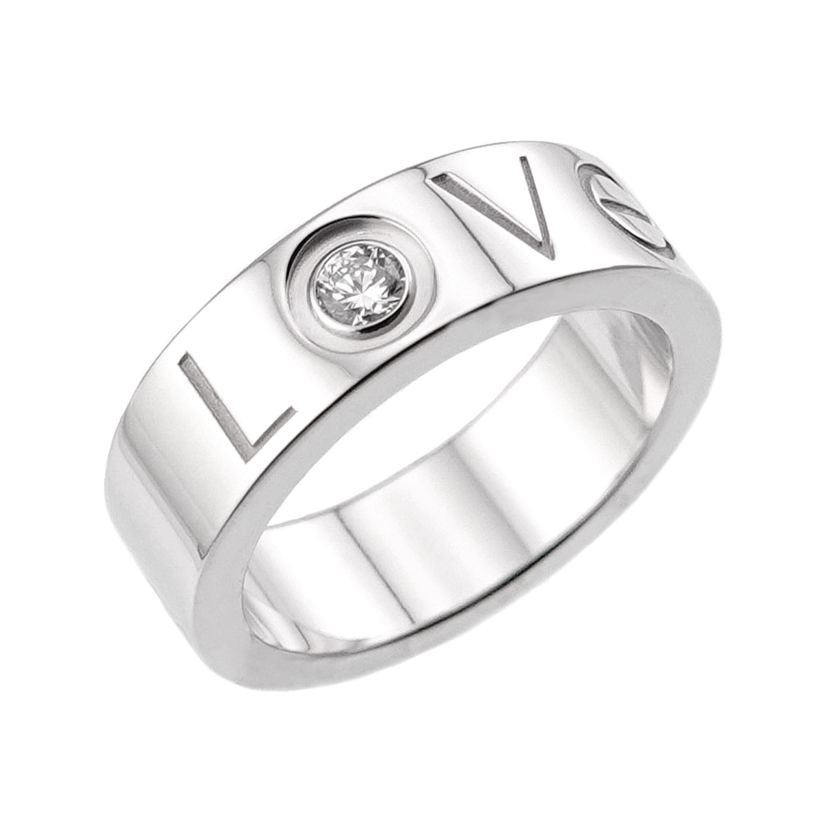Love Diamond 1P Ring 18K White Gold 750 size47 4(US)