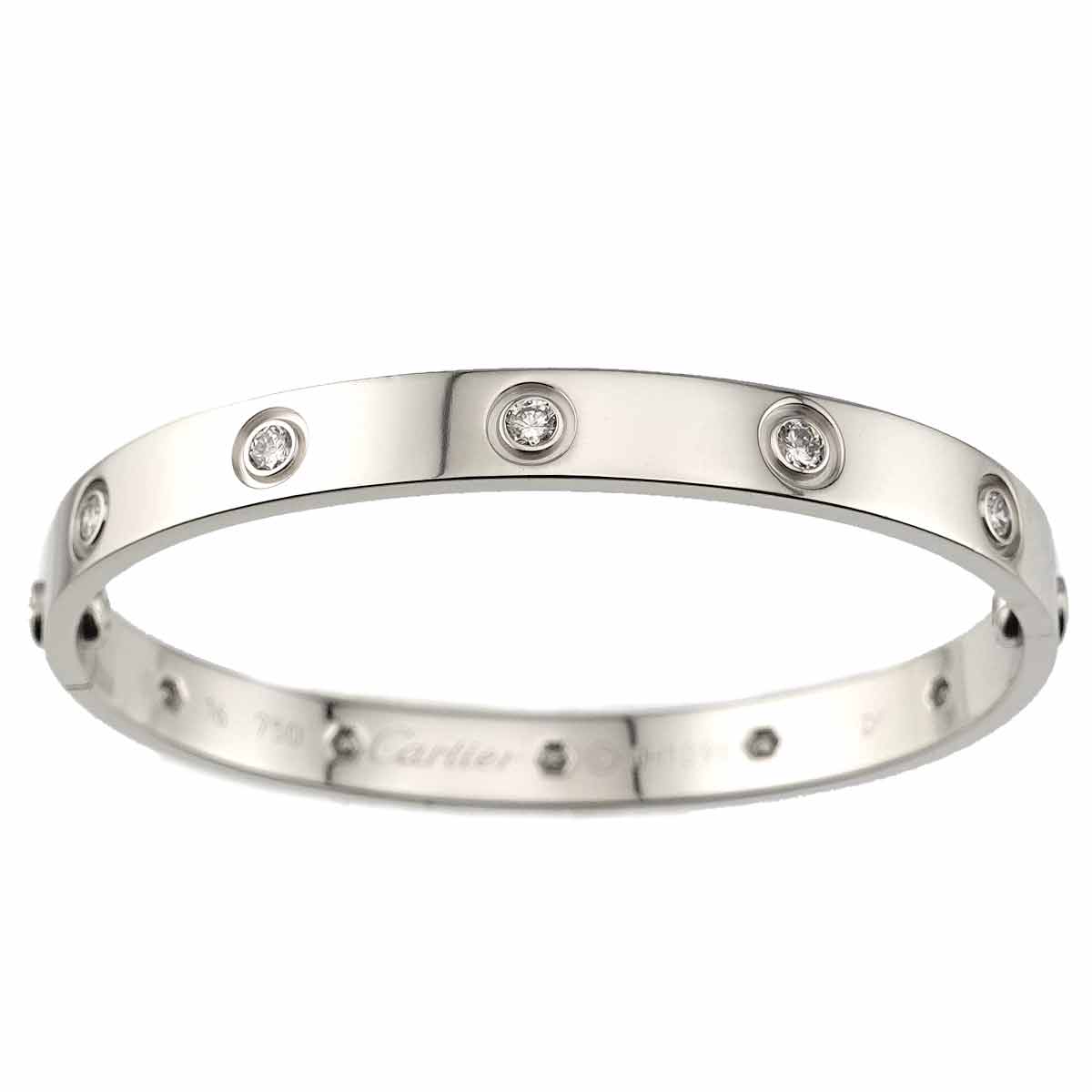 Love Bracelet Diamond 10P Bangle 18K WG 750 Size16