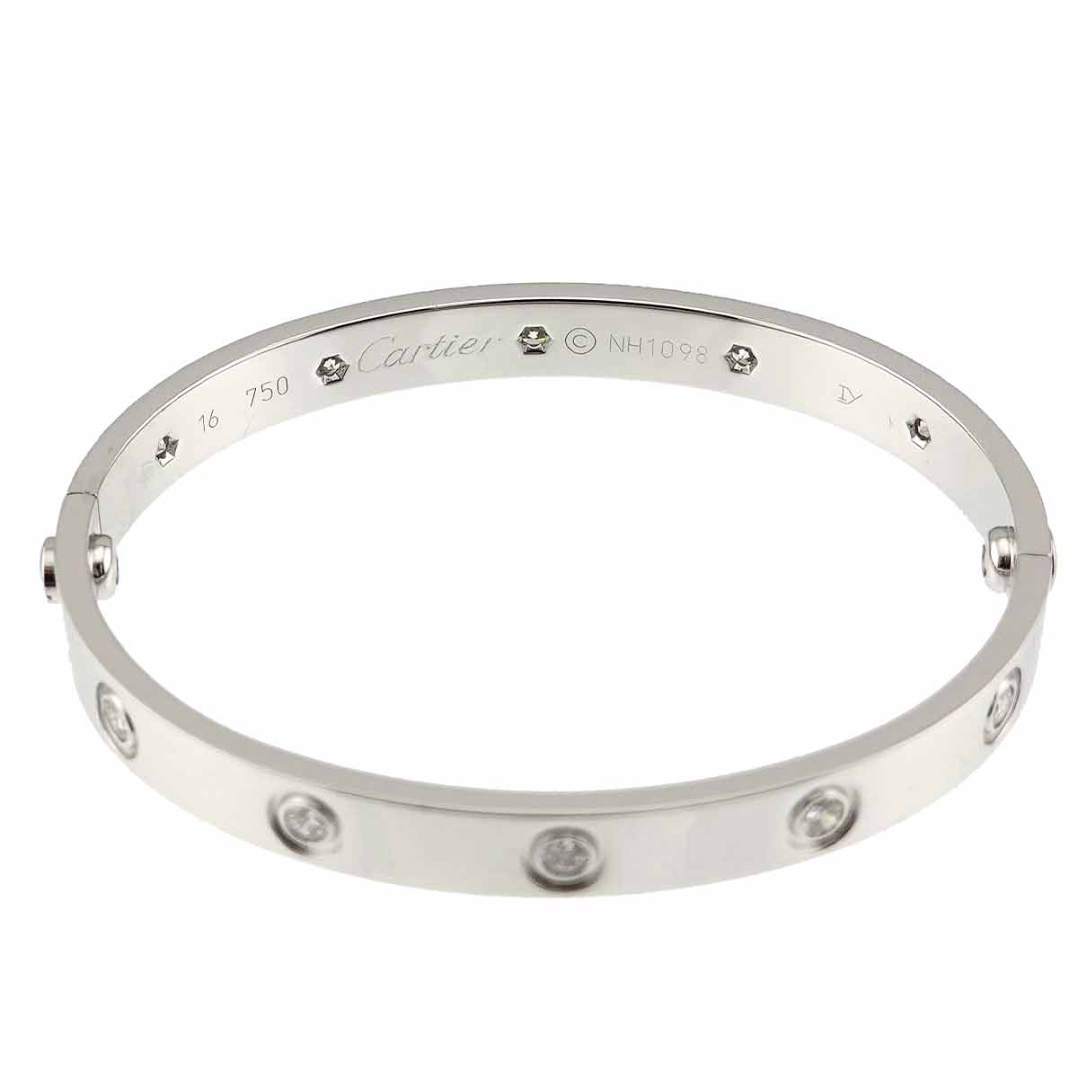 Love Bracelet Diamond 10P Bangle 18K WG 750 Size16