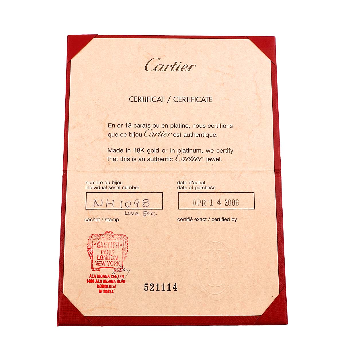 Love Bracelet Diamond 10P Bangle 18K WG 750 Size16