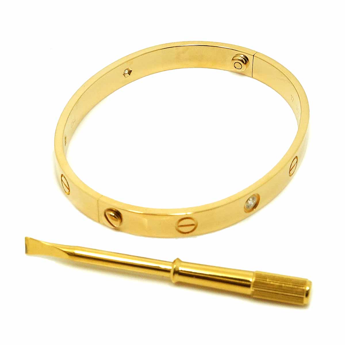 Love Bracelet Diamond 4P Bangle 18K YG 750 Size17