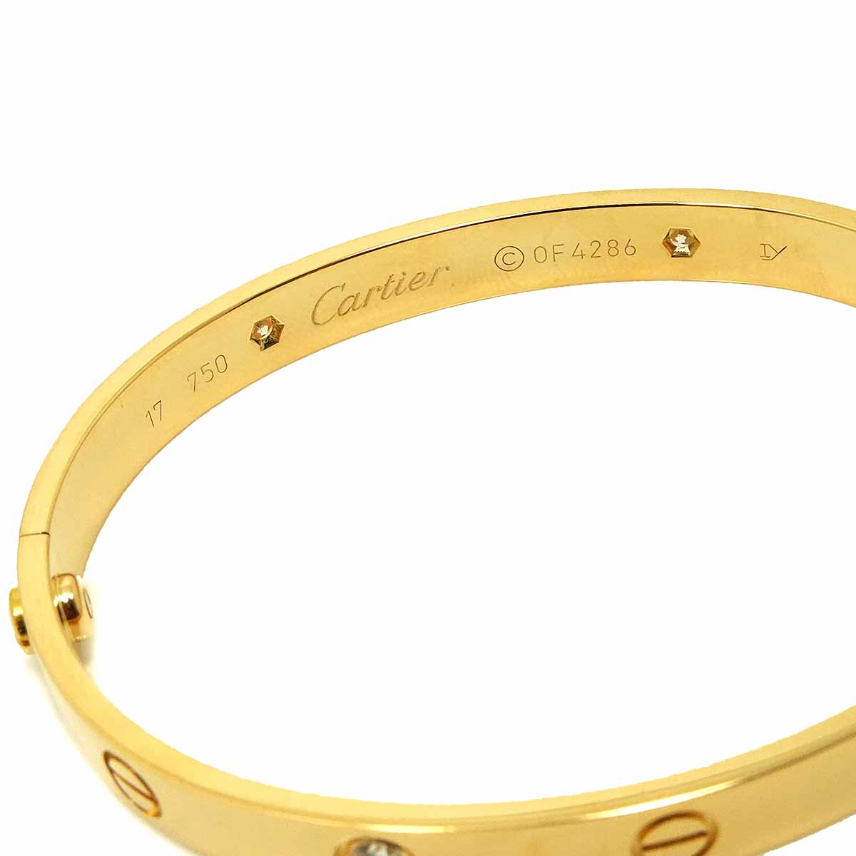 Love Bracelet Diamond 4P Bangle 18K YG 750 Size17