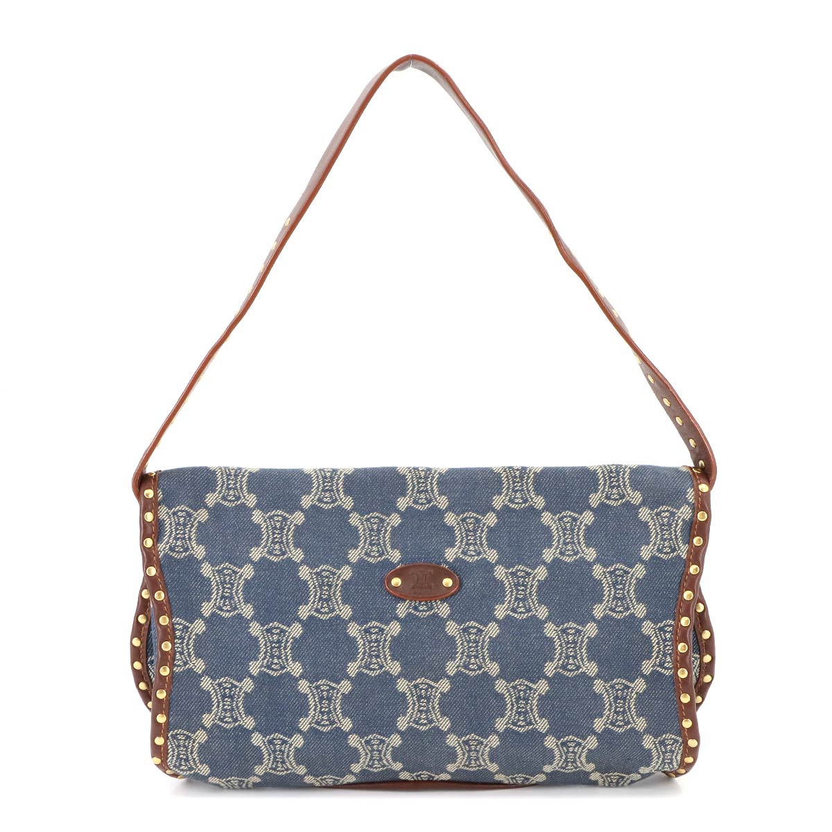 Macadam Shoulder Bag Denim Leather Blue Brown Purse