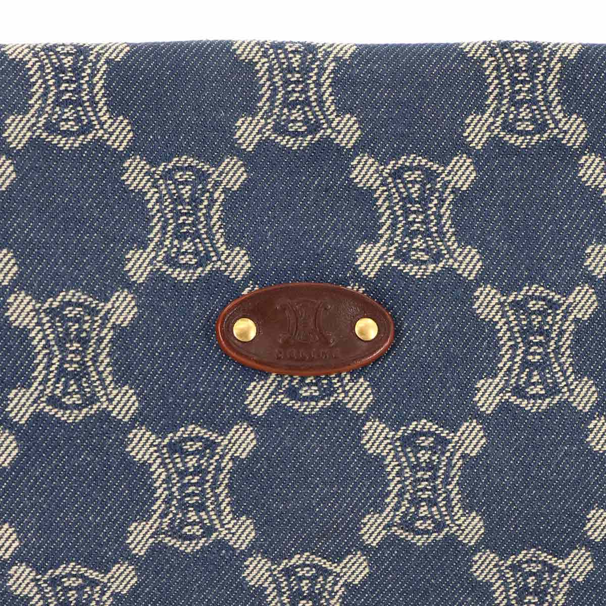 Macadam Shoulder Bag Denim Leather Blue Brown Purse