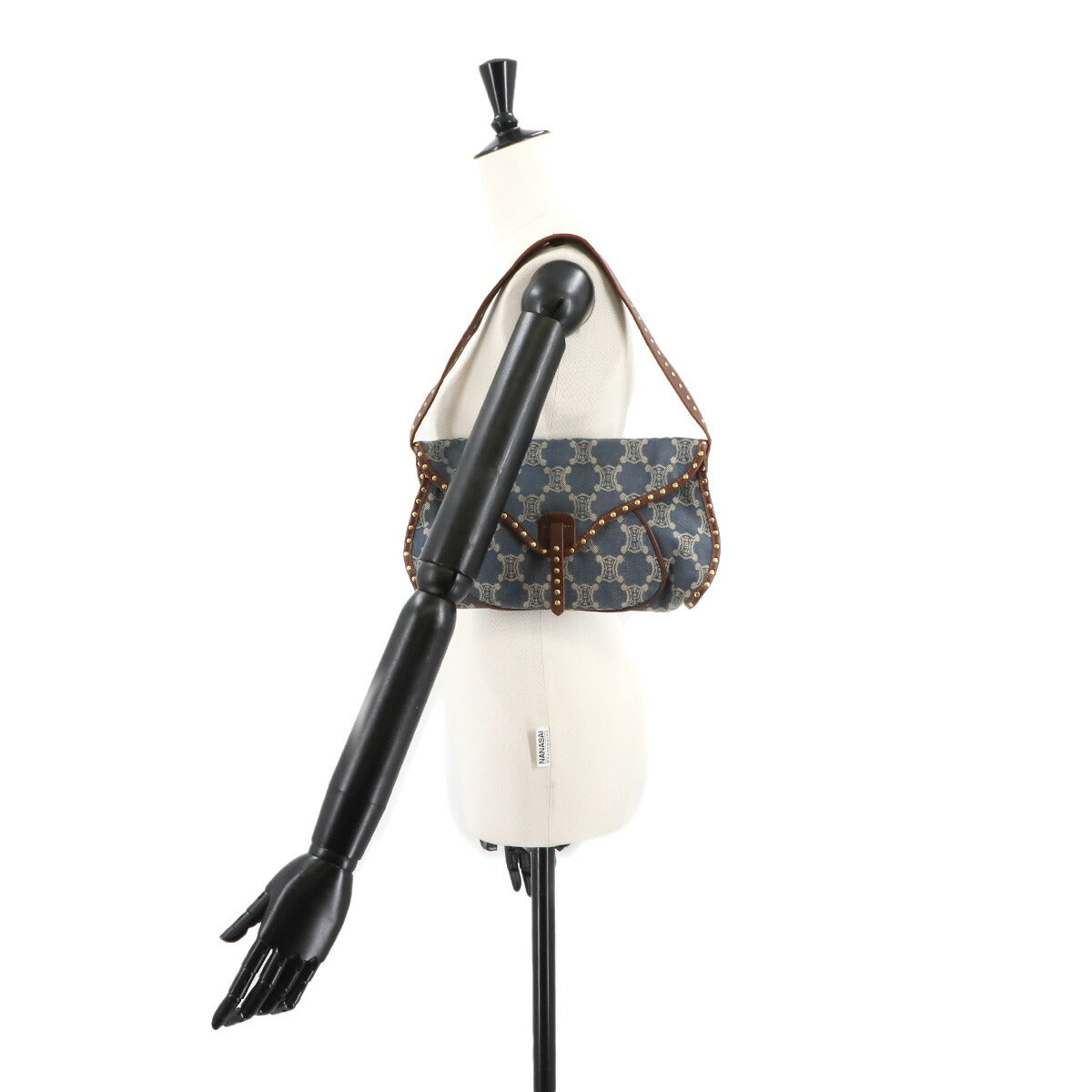 Macadam Shoulder Bag Denim Leather Blue Brown Purse