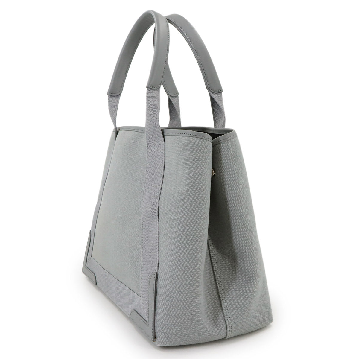 Navy Cabas M Tote Bag Canvas Leather Grey 581292 Purse