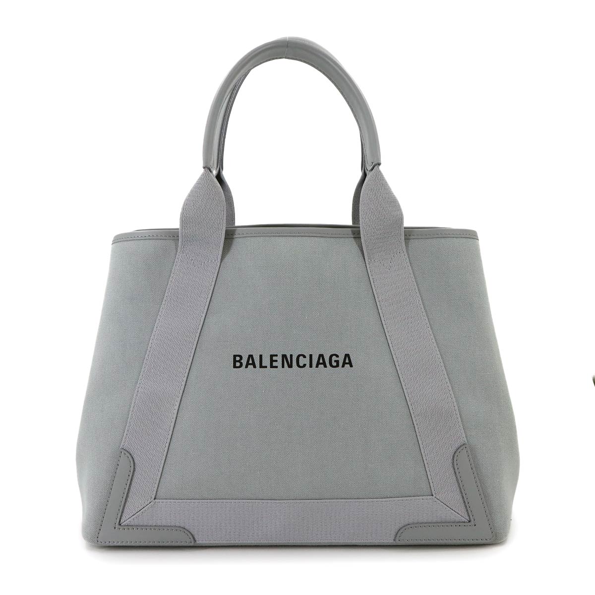 Navy Cabas M Tote Bag Canvas Leather Grey 581292 Purse