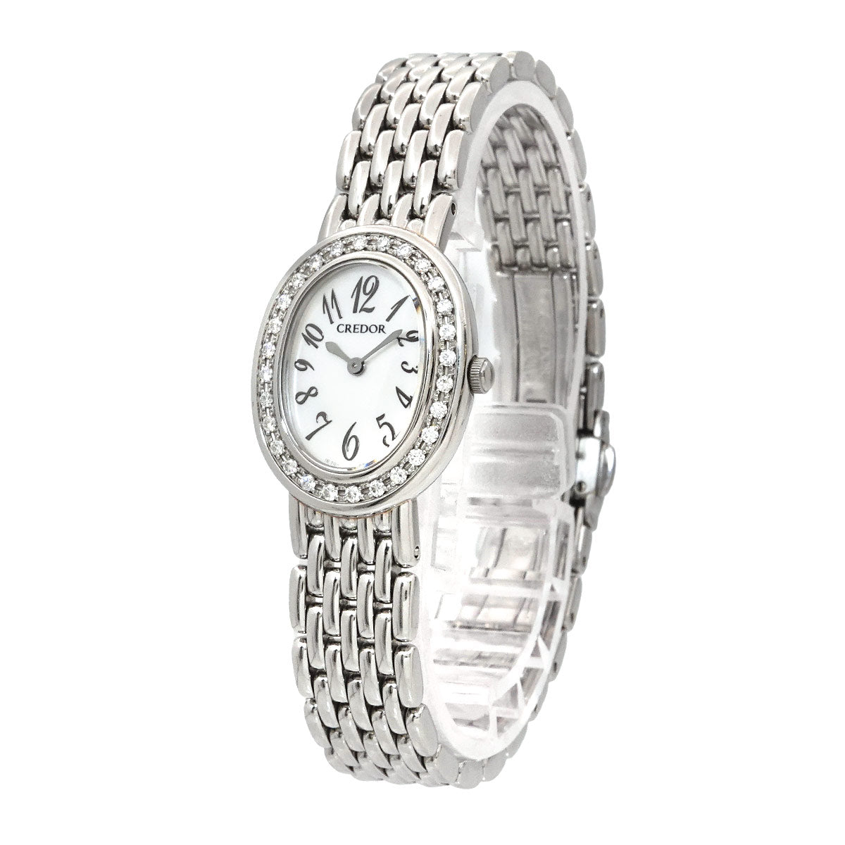 CREDOR Signo GSTE917 White Shell Dial Diamond Bezel Ladies