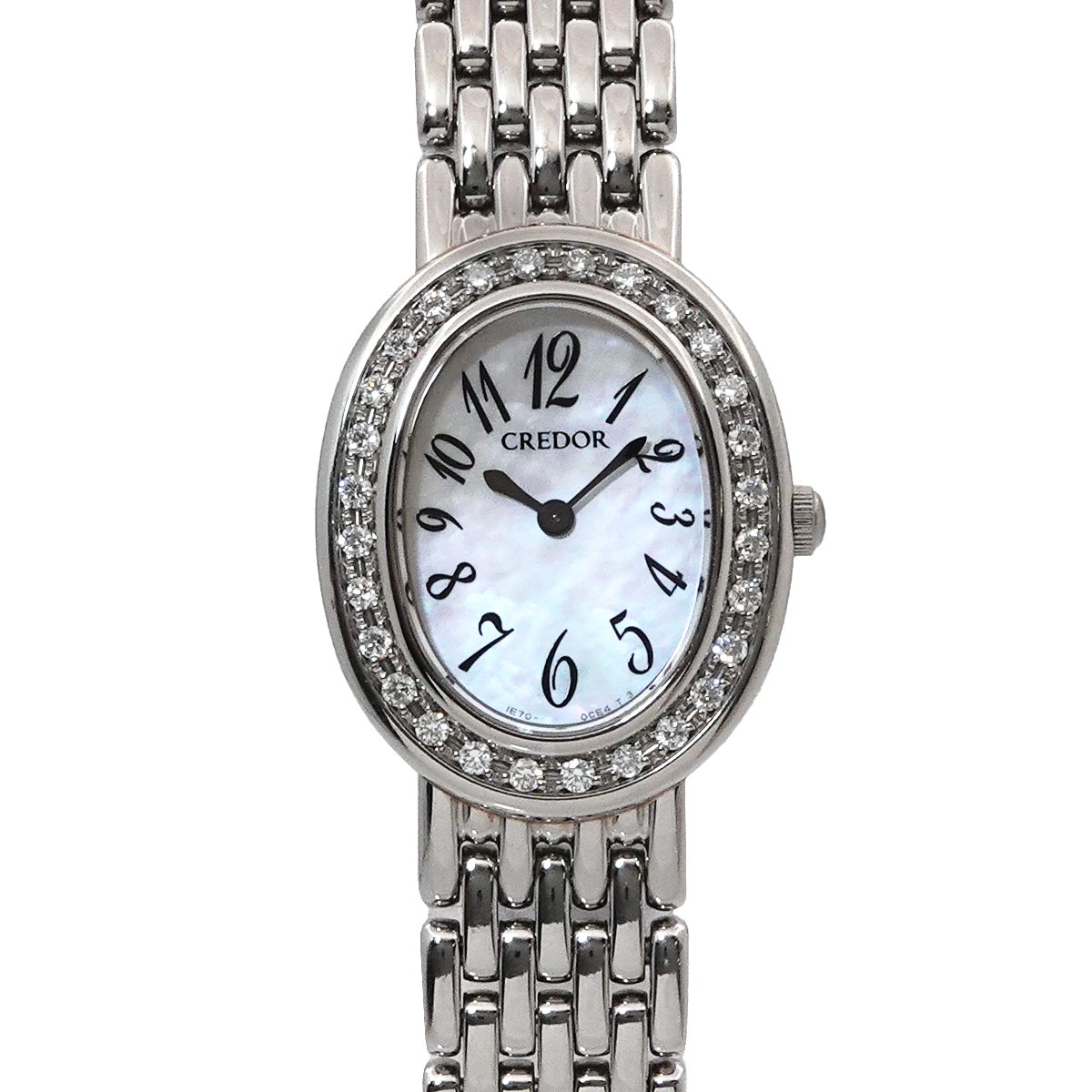 CREDOR Signo GSTE917 White Shell Dial Diamond Bezel Ladies