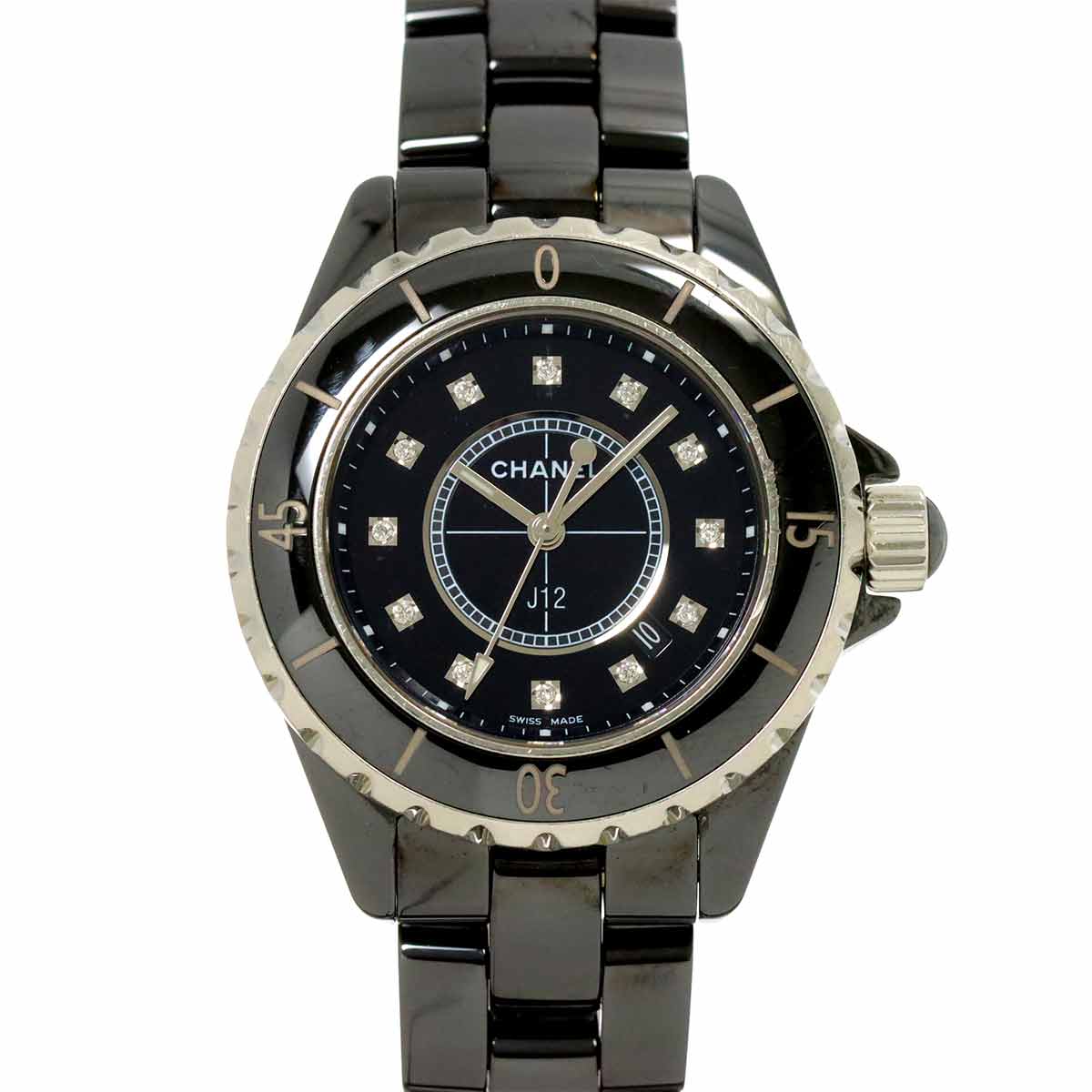 J12 H1625 12P Diamond Quartz Black Dial Ladies Watch