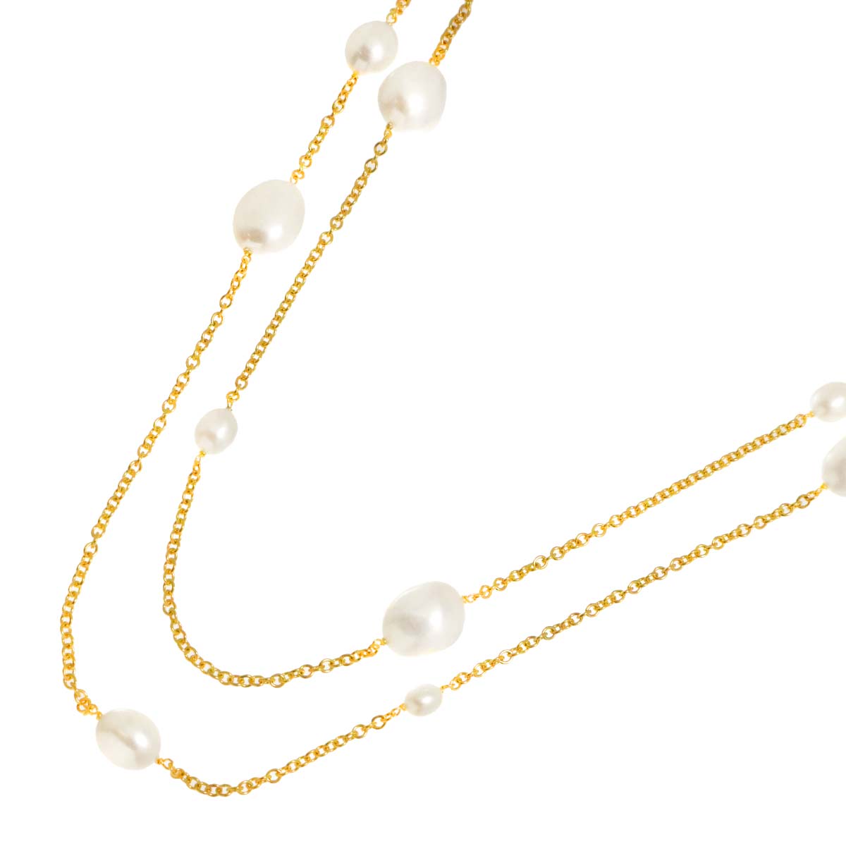 By The Yard Freshwater cultured pearl Necklace 18K YG 750