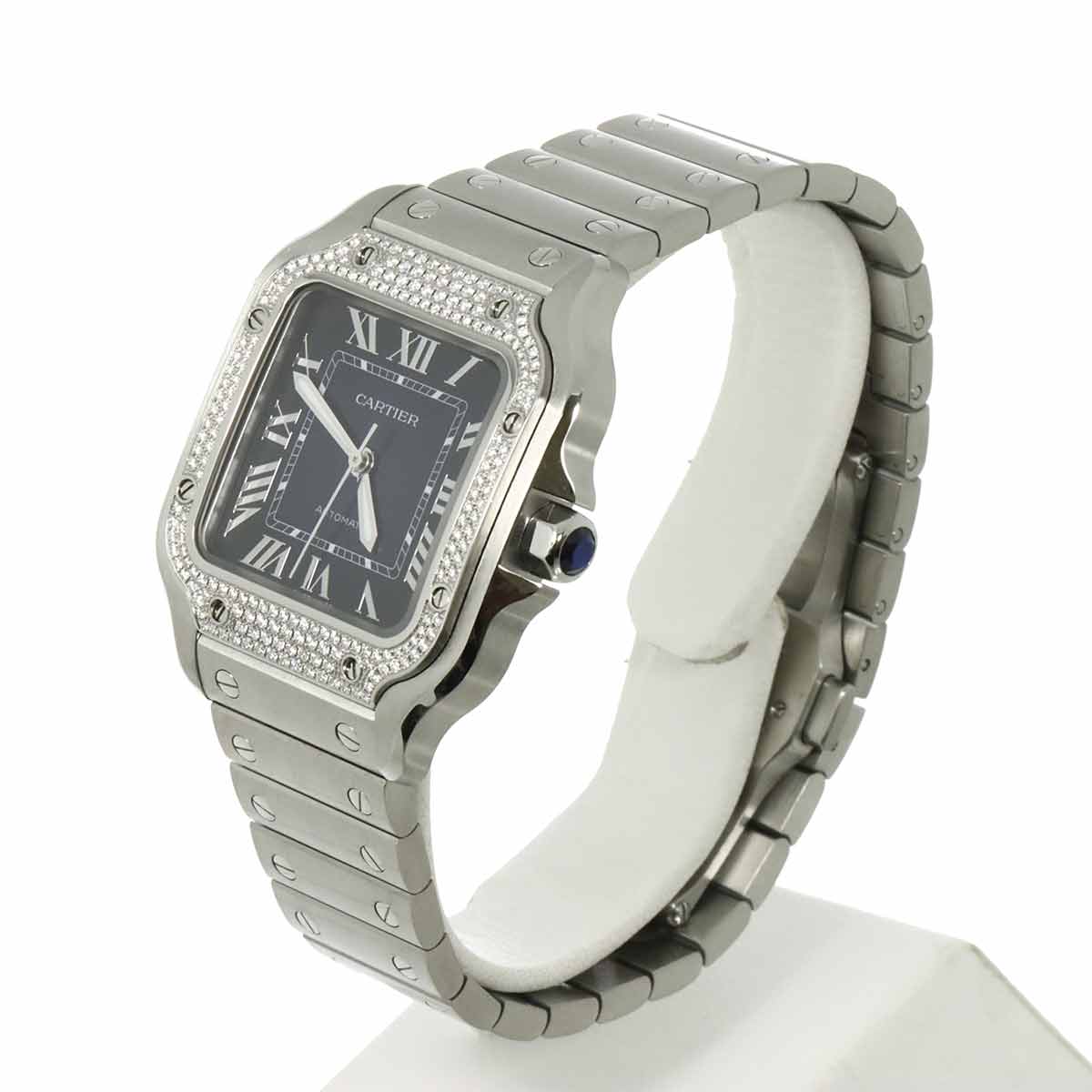 Santos De Cartier W4SA0006 Automatic Bazel Diamond Boys Watch