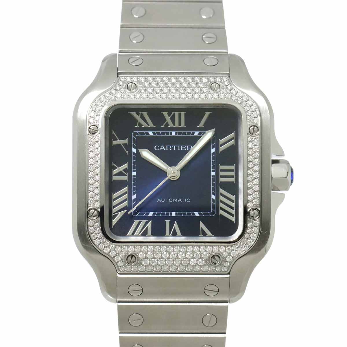 Santos De Cartier W4SA0006 Automatic Bazel Diamond Boys Watch