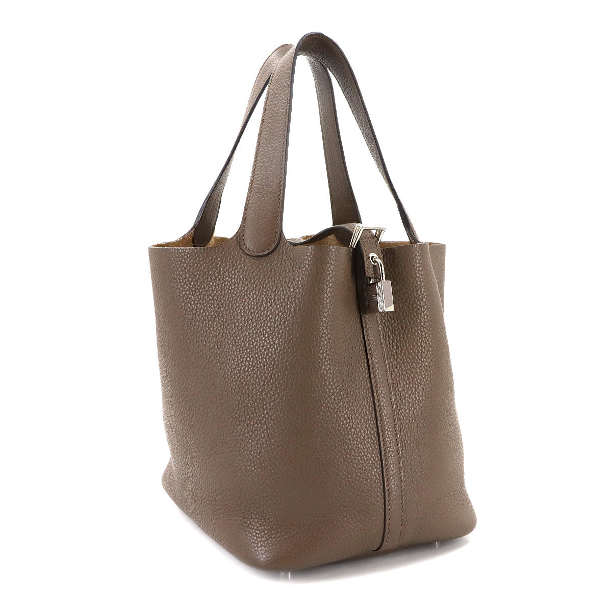 Picotin Lock MM Hand Bag Taurillon Clemence Taupe Purse