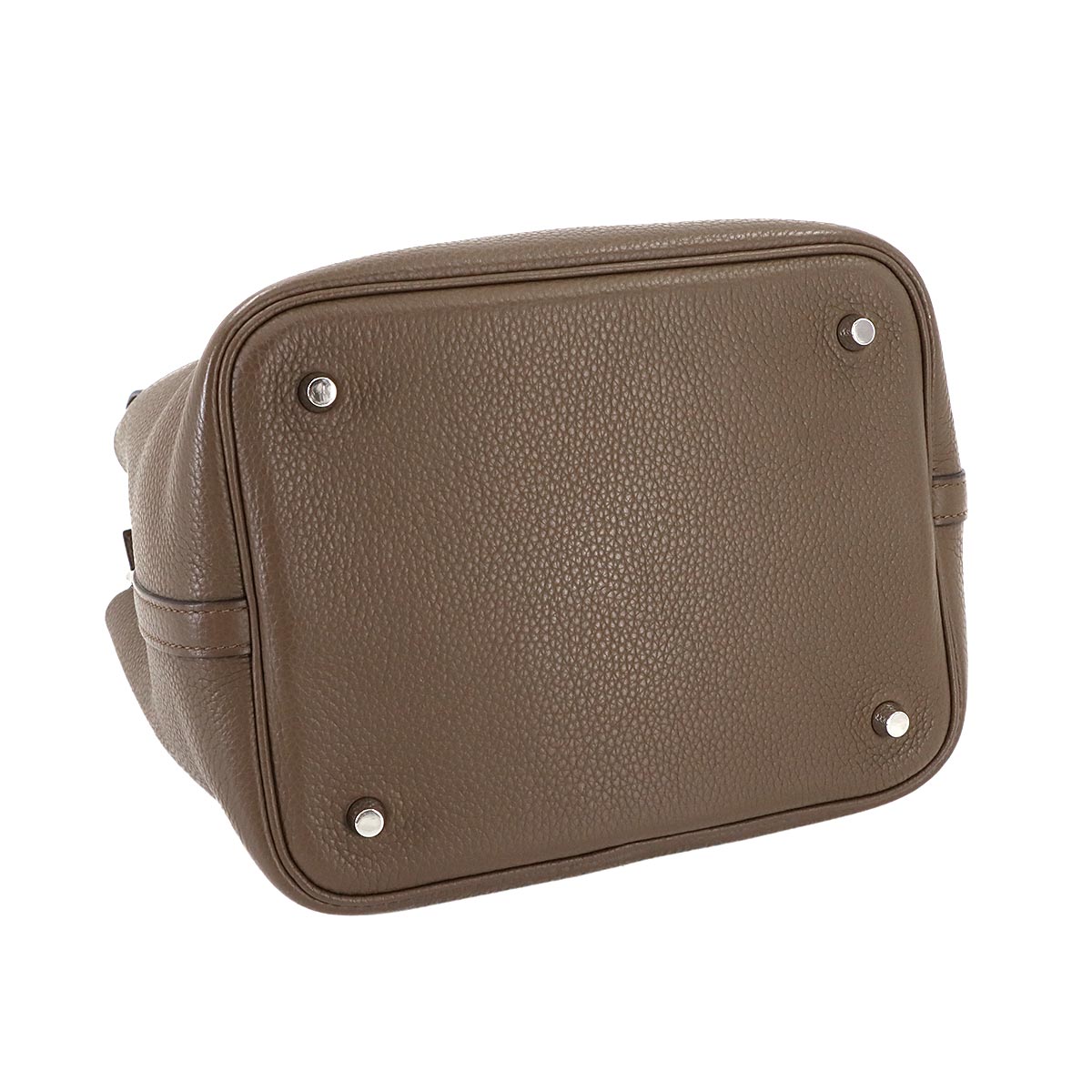 Picotin Lock MM Hand Bag Taurillon Clemence Taupe Purse