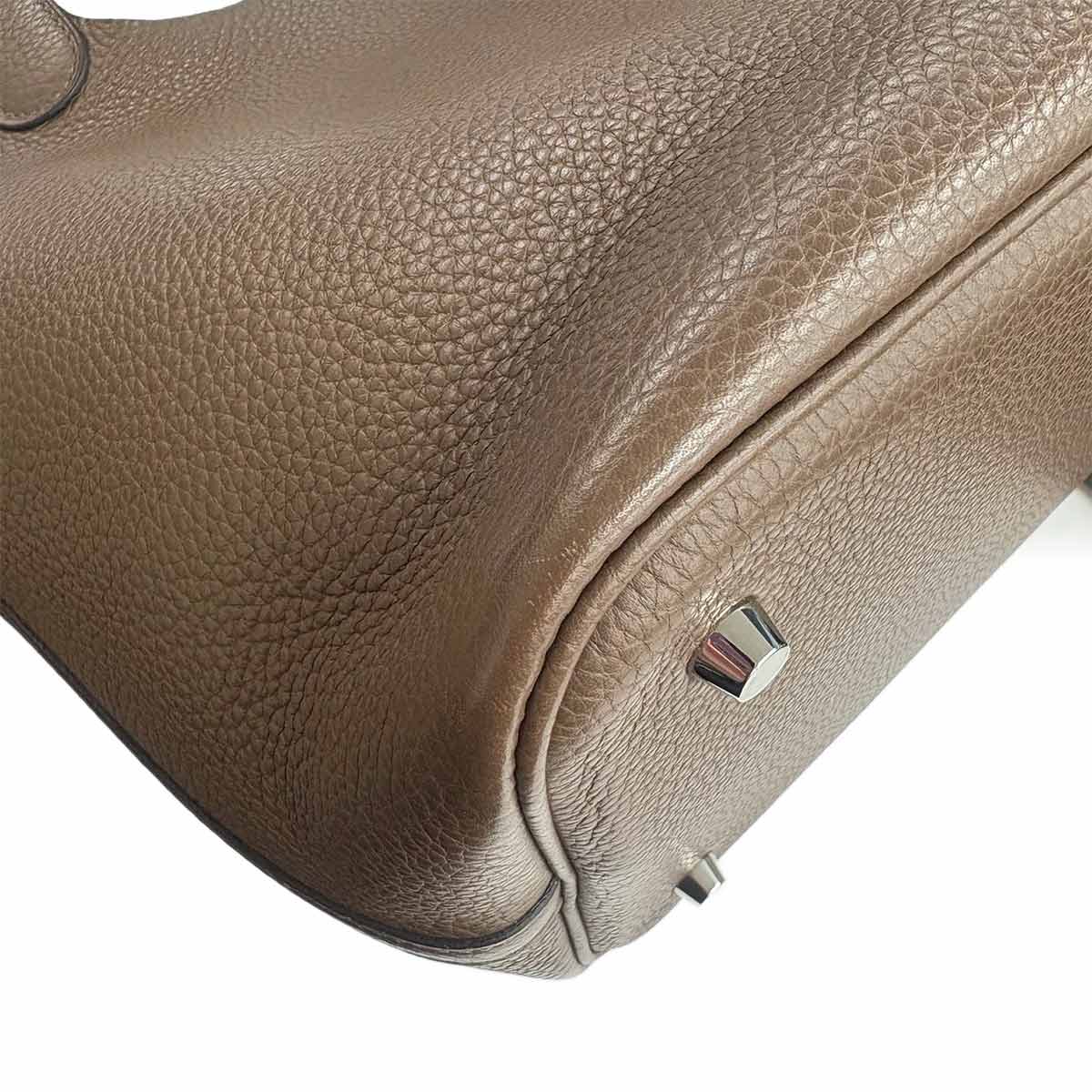 Picotin Lock MM Hand Bag Taurillon Clemence Taupe Purse
