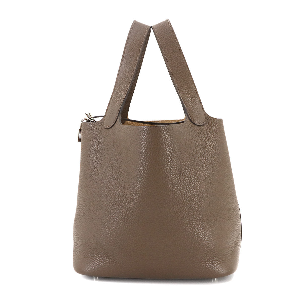 Picotin Lock MM Hand Bag Taurillon Clemence Taupe Purse