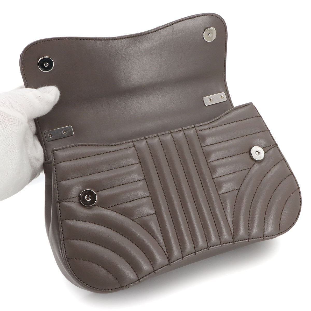 Diagramme Chain Shoulder Bag Leathear Gray 1BD201 Purse