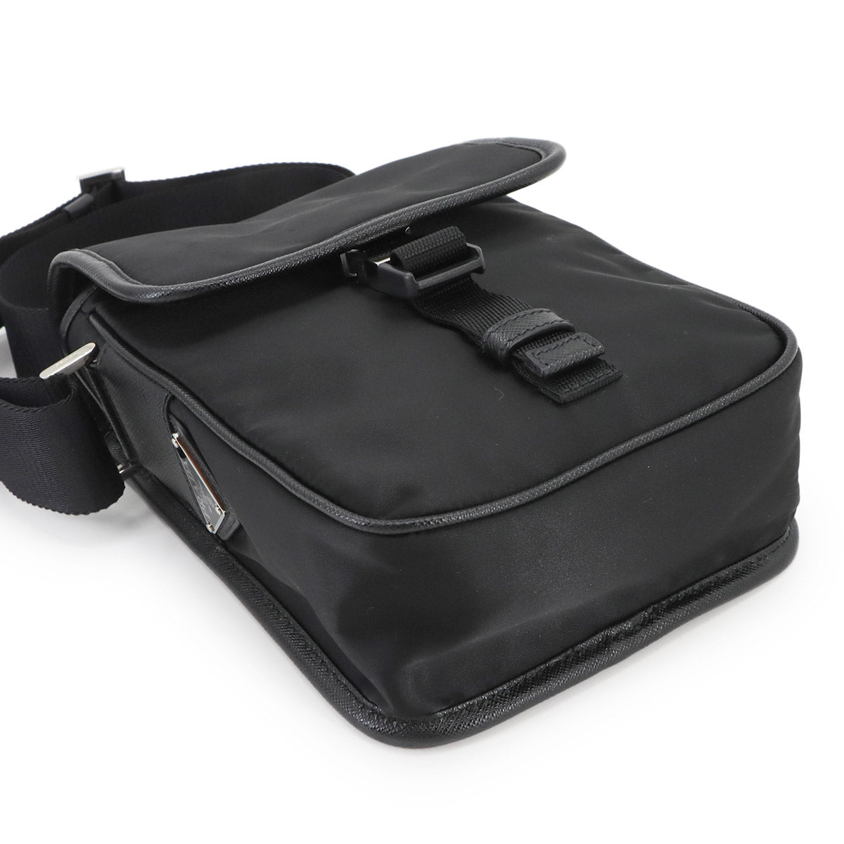 Shoulder Bag Nylon Saffiano Leather Nero Black 2VD028 Purse