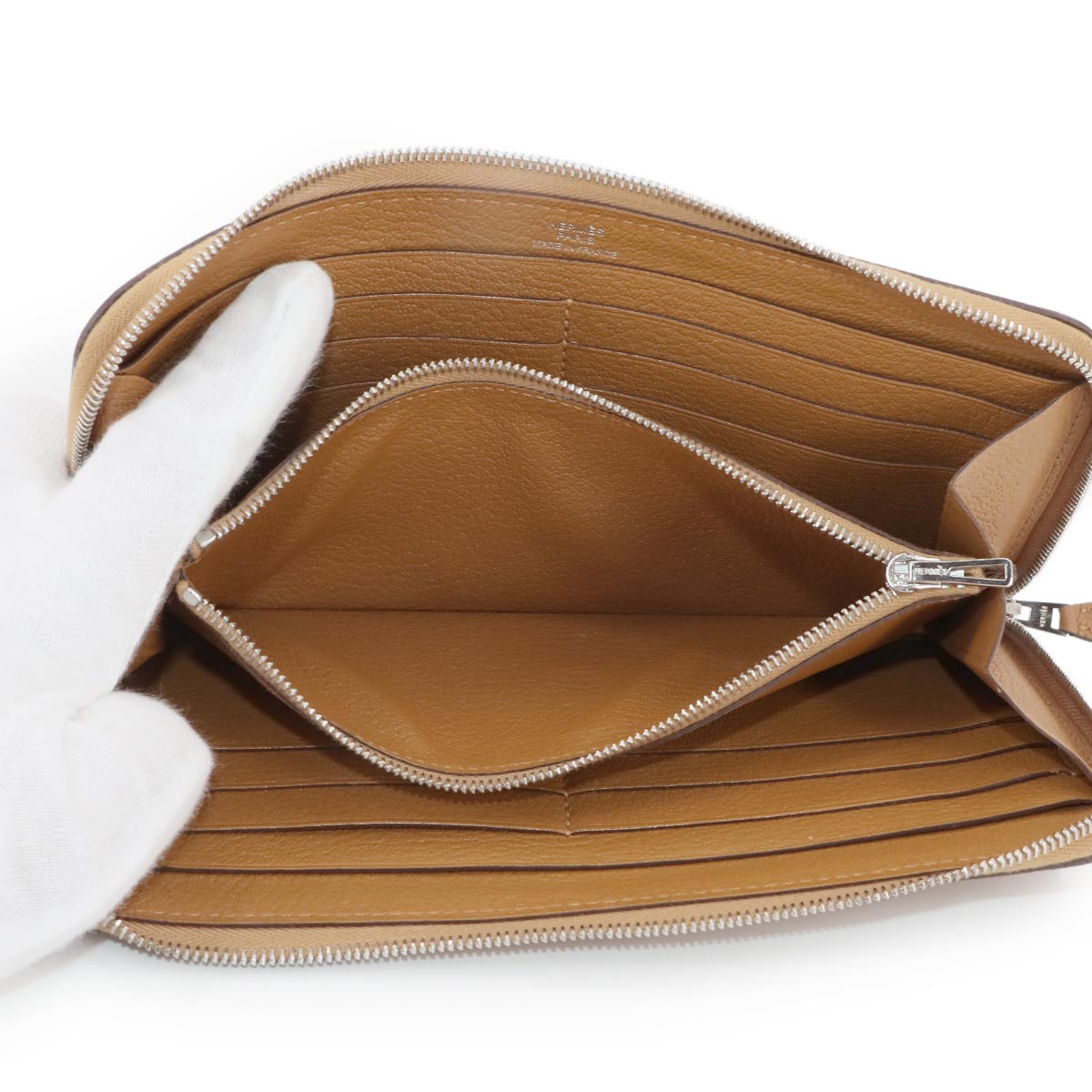 Azapp Long Classic Wallet Veau Togo Caramel