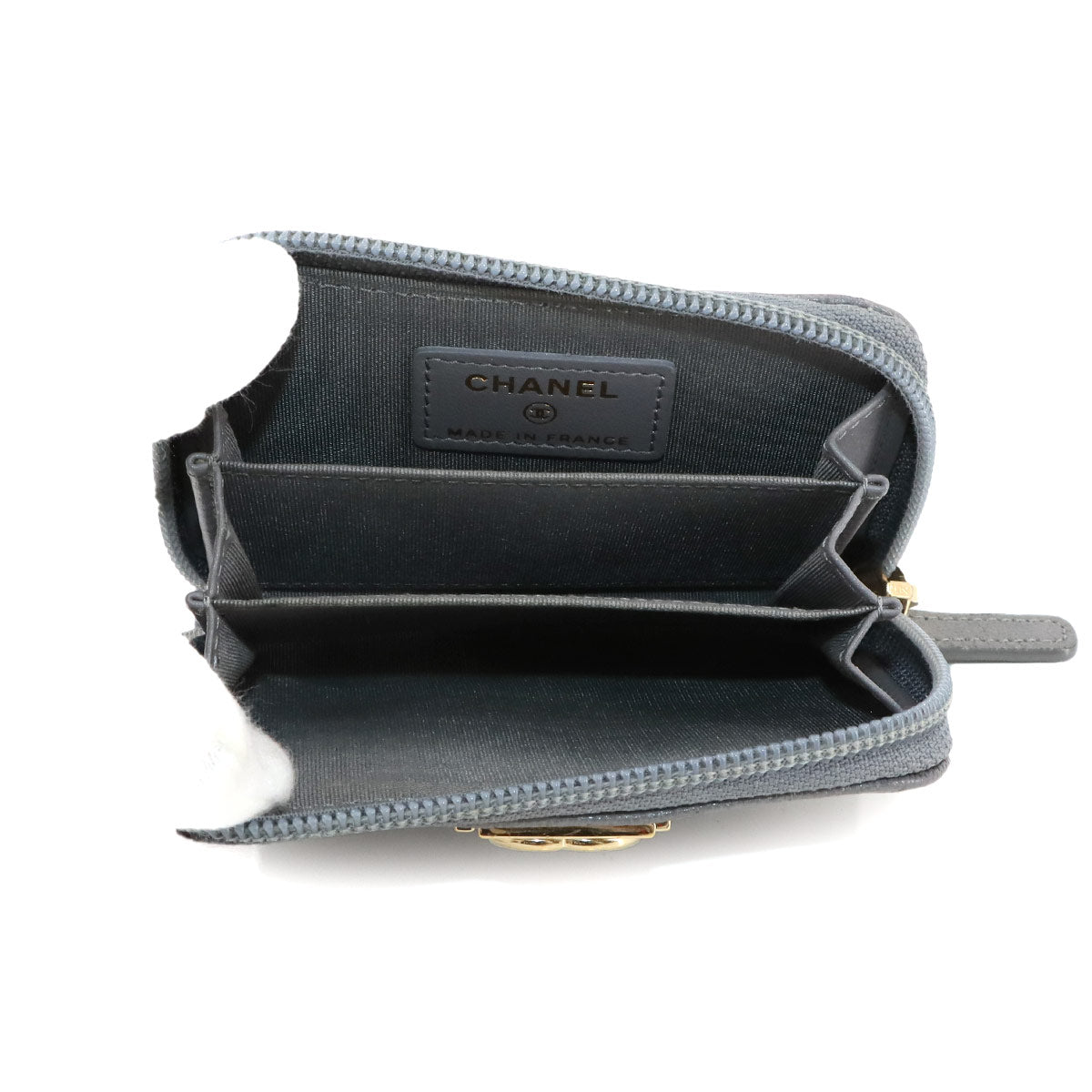 Boy Chanel Zipped Coin Purse Leather Gray A80602