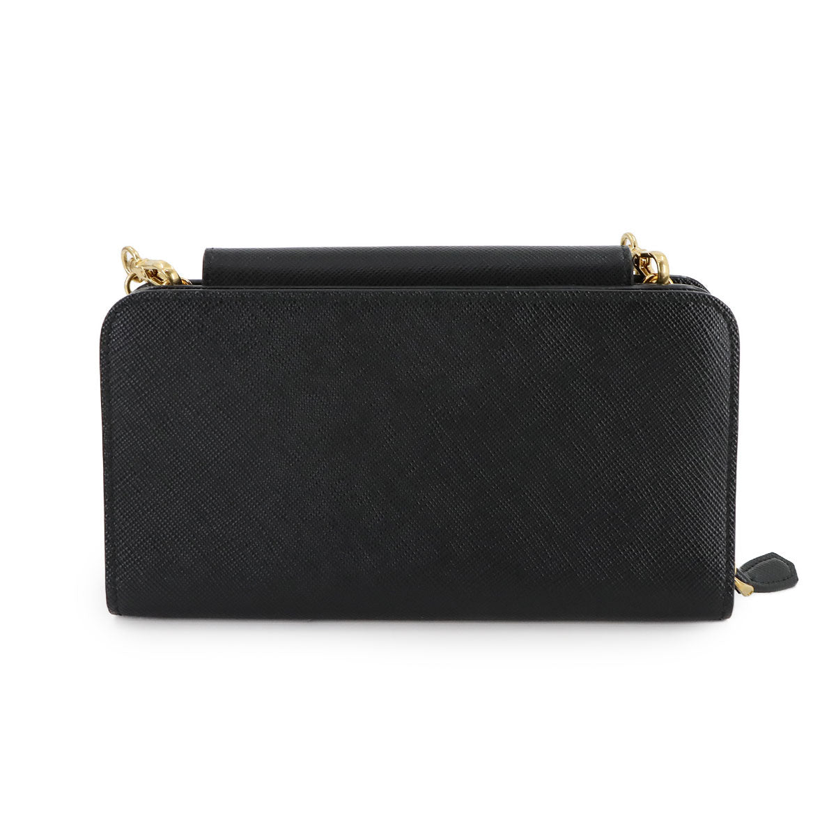Saffiano Chain Long Wallet Leather Black 1DH048 Purse
