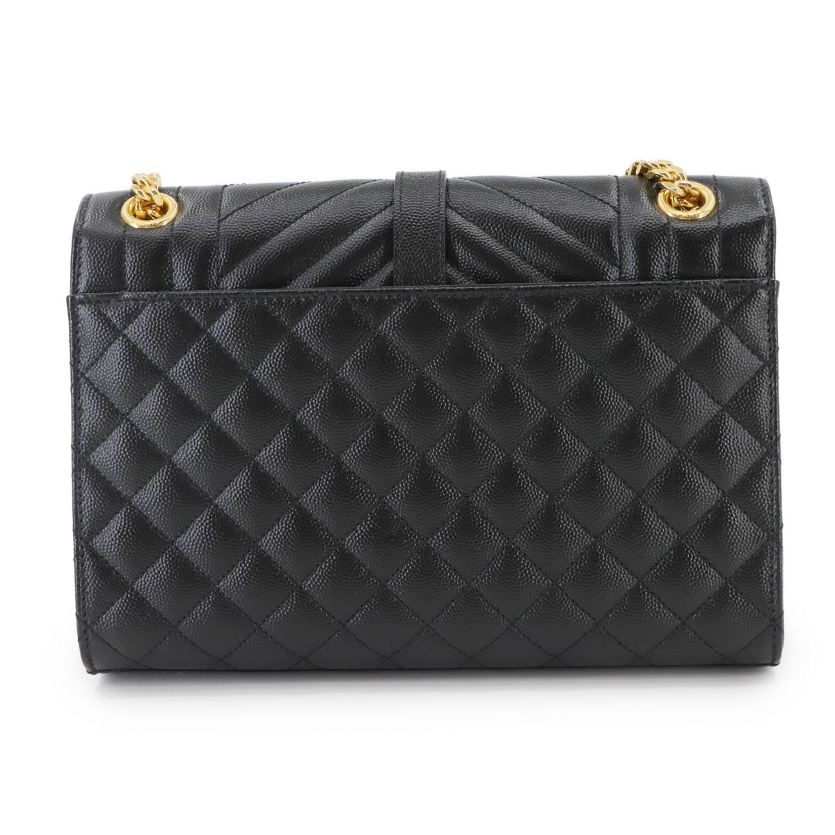 Envelope Medium Chain Shoulder Bag Leather Black 600185