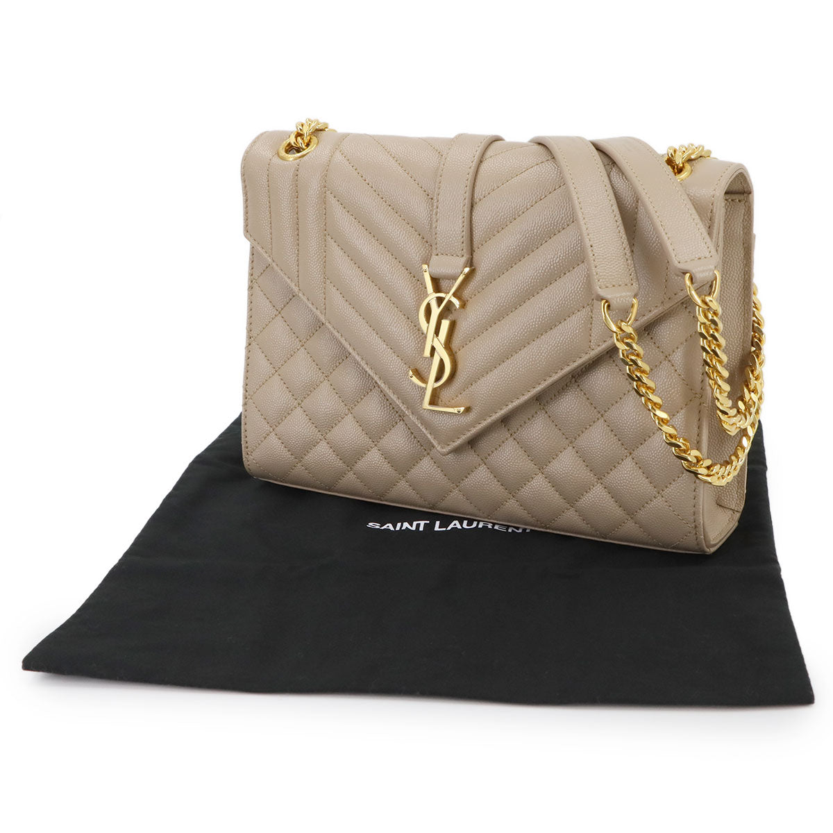 Envelope Medium Chain Shoulder Bag Leather 600185