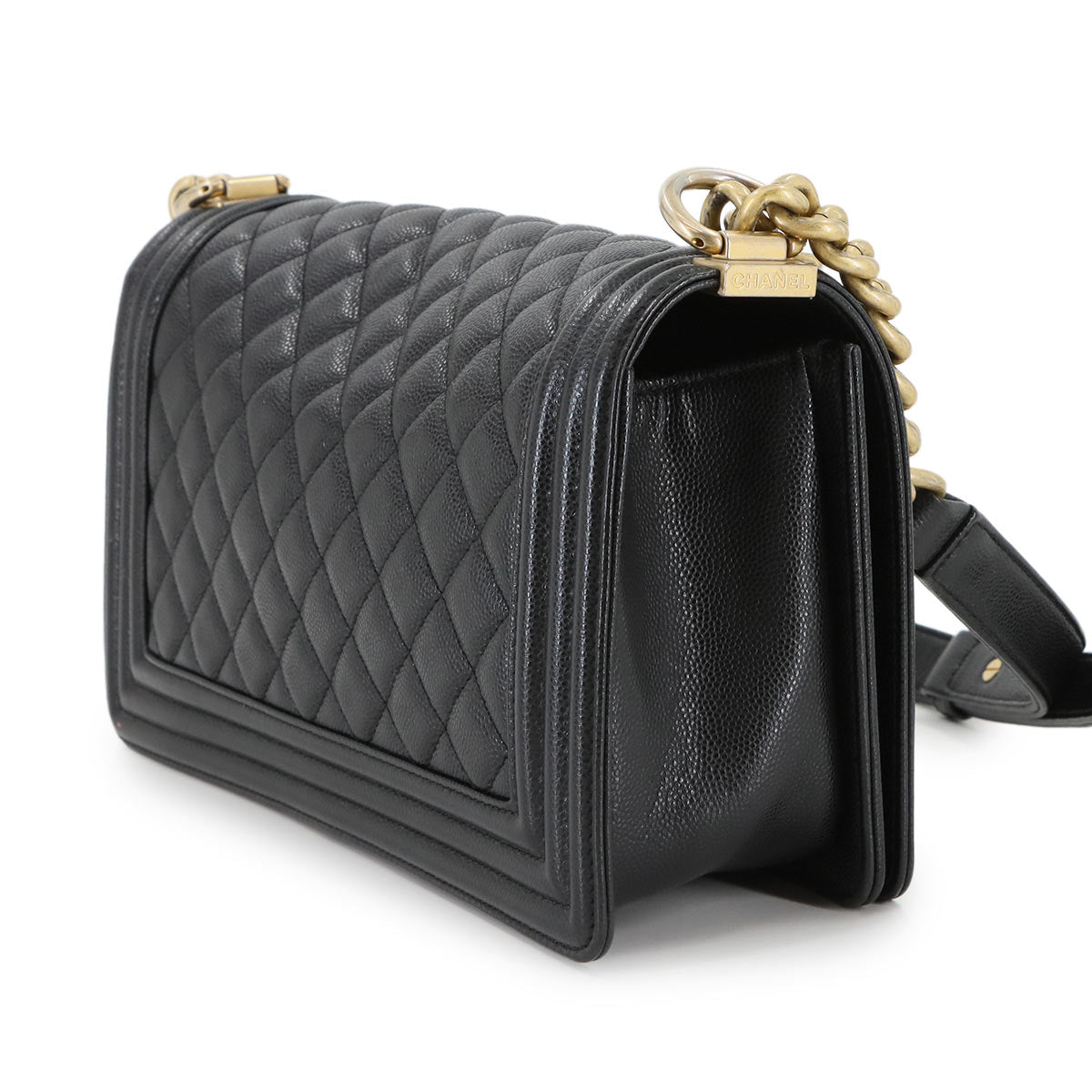 BOY CHANEL Chain Shoulder Bag Leather Black A67086 Purse