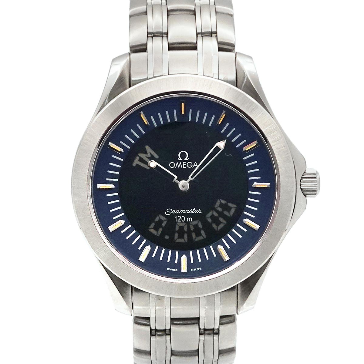 Seamaster 120 2521 81 Quartz Navy Dial Mens Wrist Watch