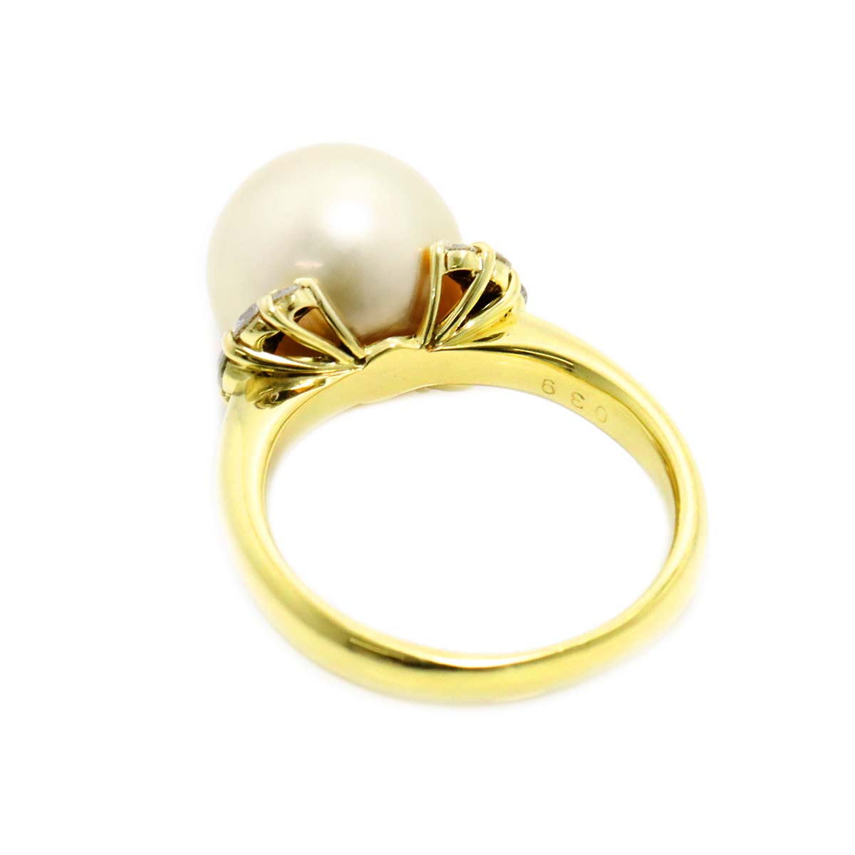 South Sea pearl 11.3mm Diamond 0.39ct Ring 18K K18 YG 750 6.25-6.5(US)