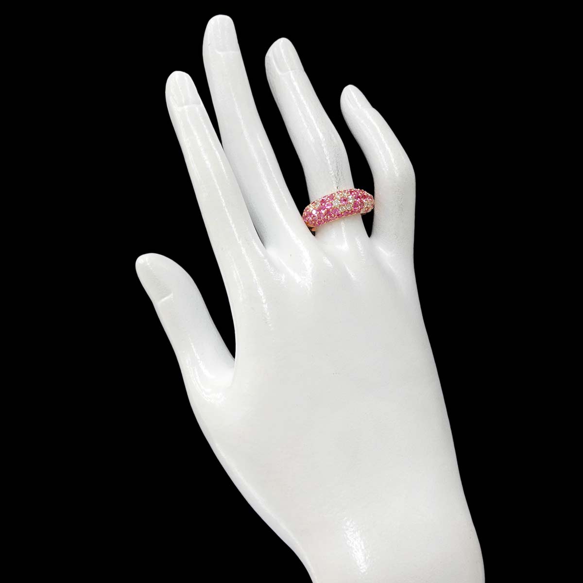 Sapphire 1.80ct Diamond 0.40ct Ring 18K Pink Gold 750 6.75(US)