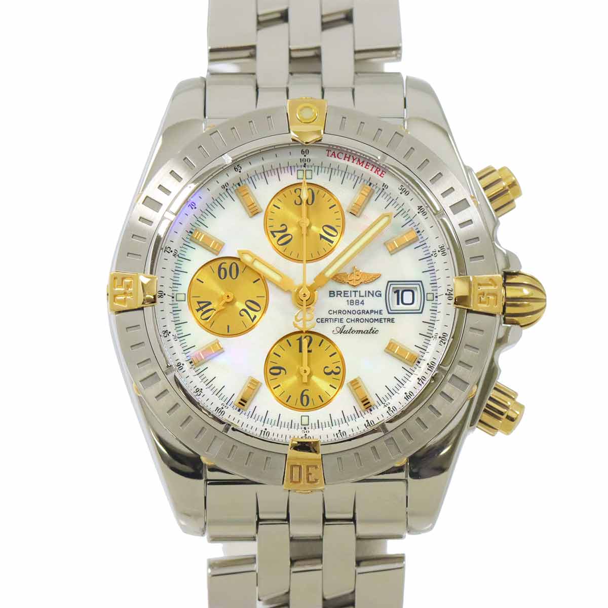 Chonomat Evolution B13356 750 YG White Shell Dial Date