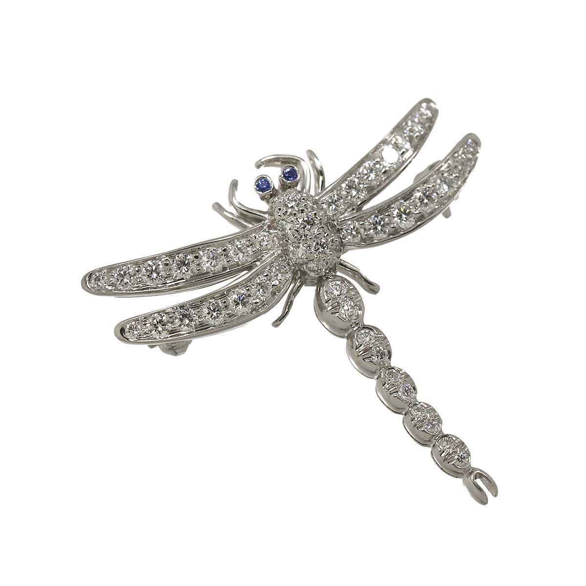 Dragonfly Diamond Sapphire Brooch Pt Platinum