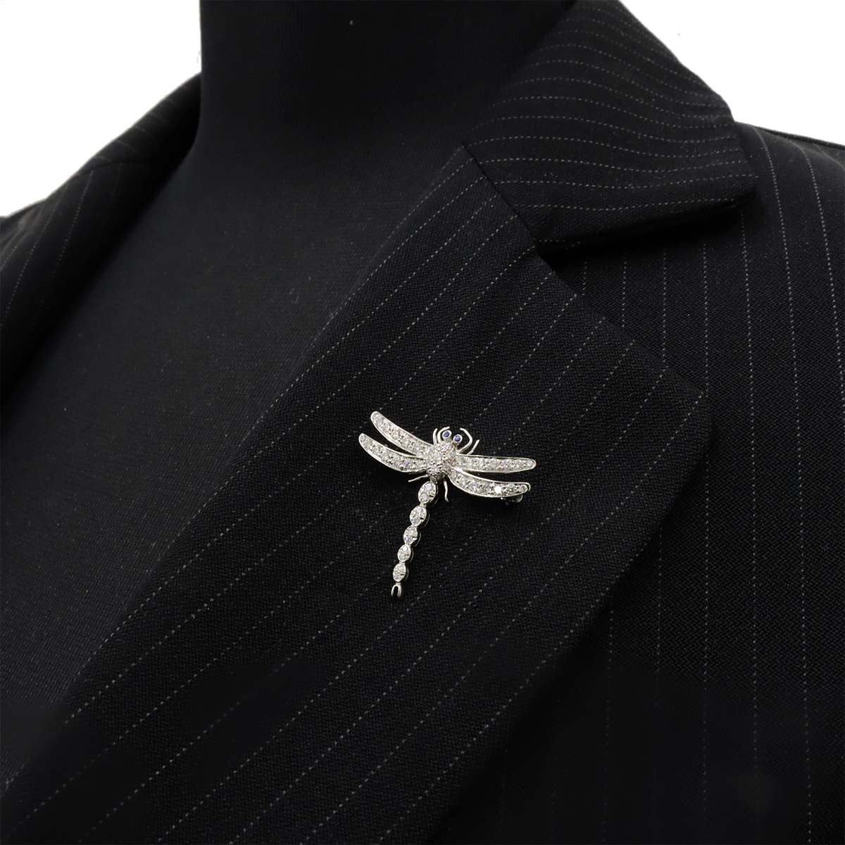 Dragonfly Diamond Sapphire Brooch Pt Platinum