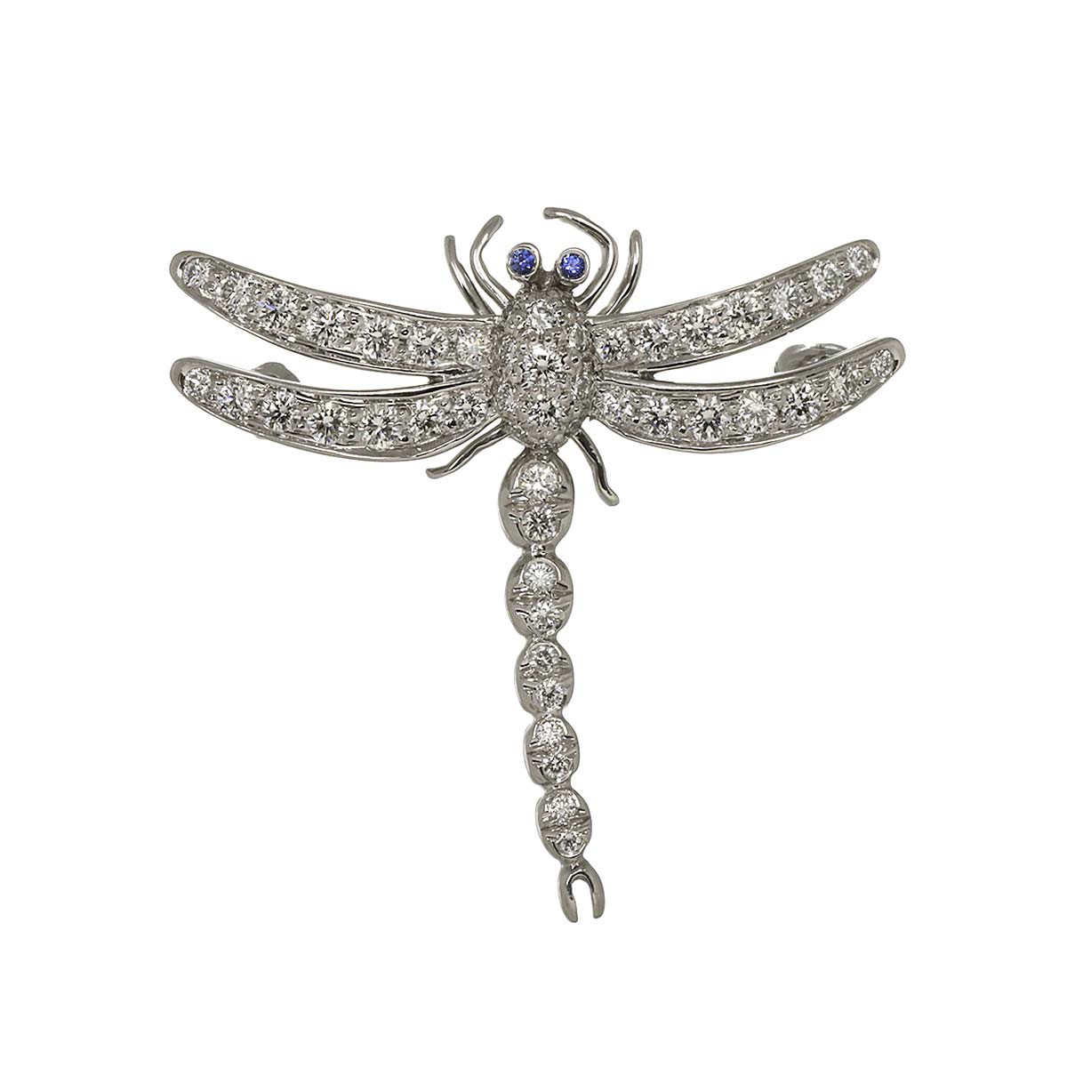 Dragonfly Diamond Sapphire Brooch Pt Platinum