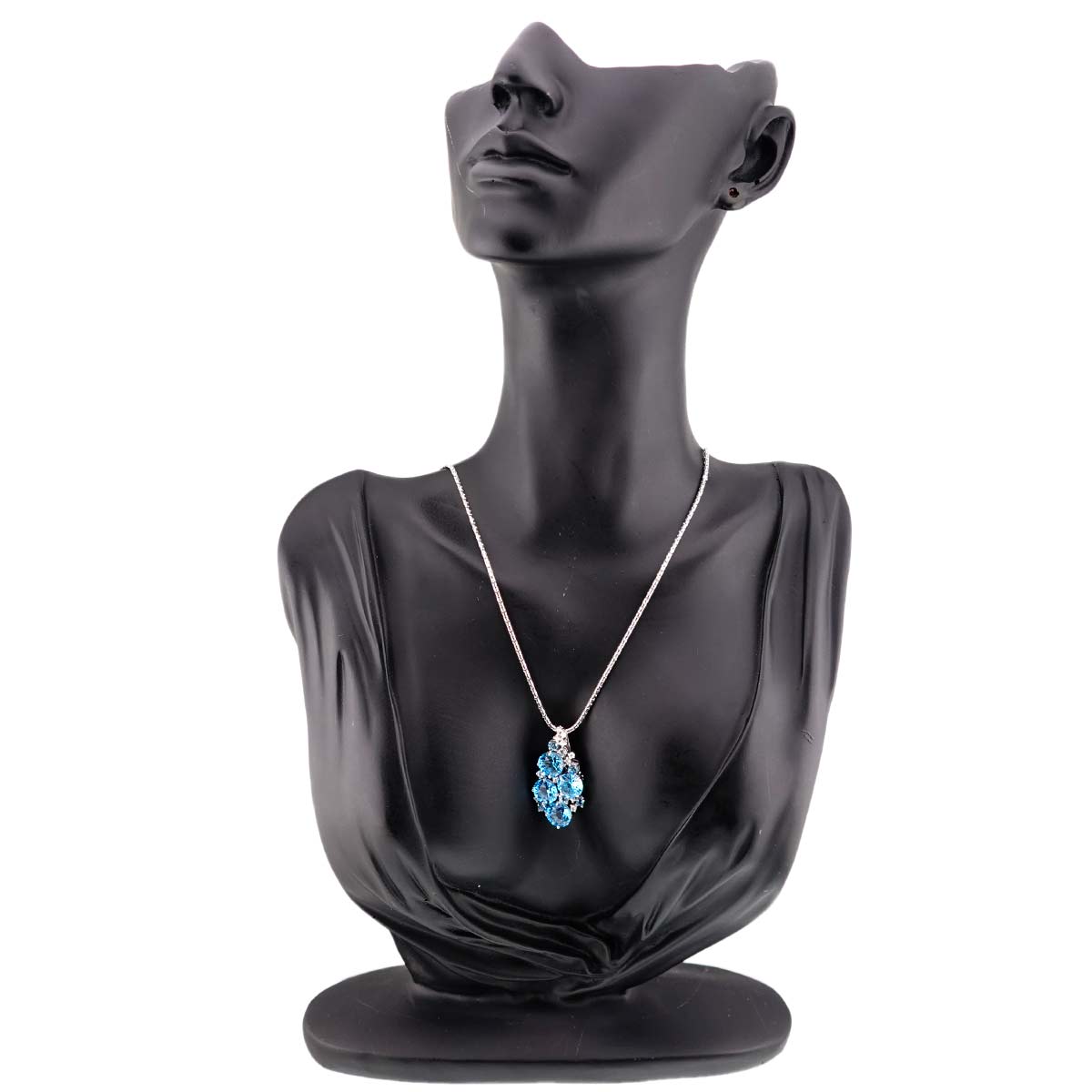 BlueTopaz 9.30/0.65ct Diamond 0.18ct Necklace 18K WG 750